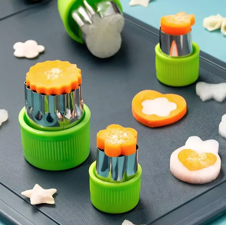 Set 8 forme pentru taierea fructelor si legumelor, Zola®, otel inoxidabil, multifunctional, argintiu/verde Set 8 forme pentru taierea fructelor si legumelor, Zola®, otel inoxidabil, multifunctional, argintiu/verde